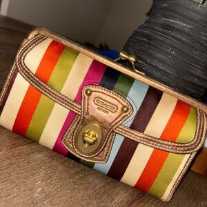 COACH Legacy Kisslock Striped Wallet